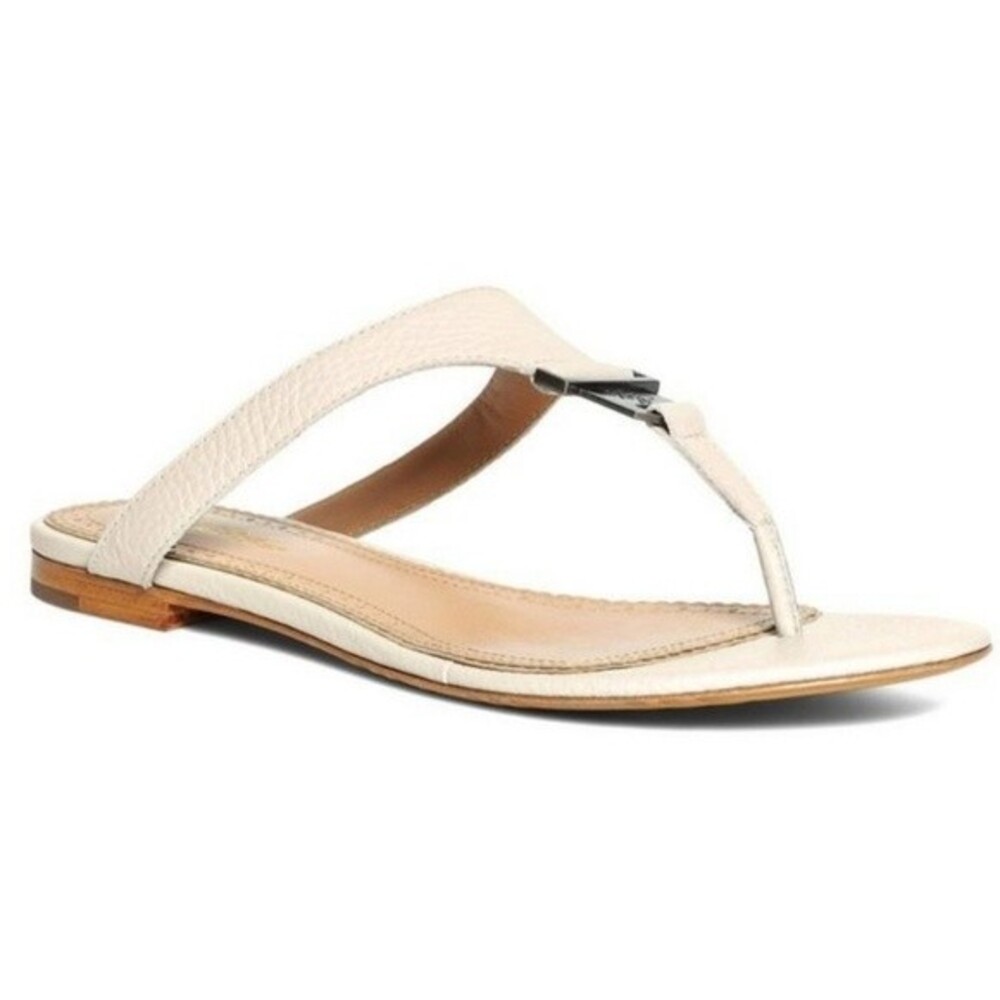 Brooks Brothers Ivory Tumbled Calfskin Thong Sandals Size 8.5